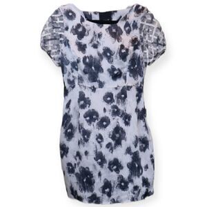 Aryn K.Black Satin Floral Mini Dress